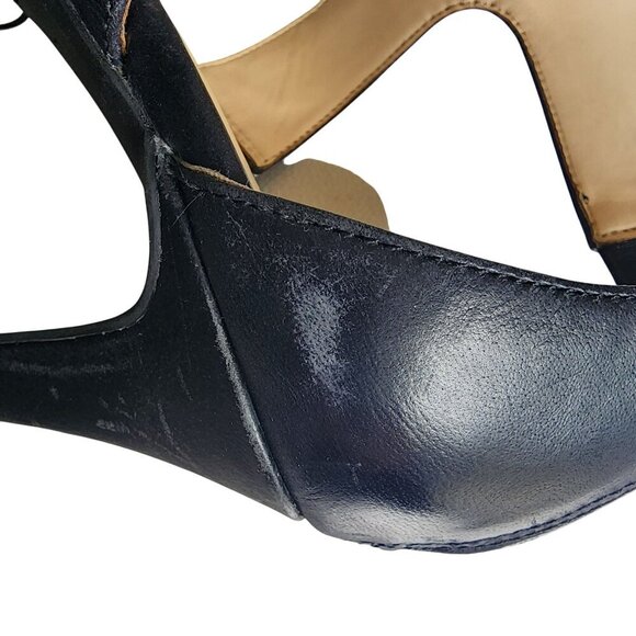 Jessica Simpson Genuine Leather Open-Toe Heels With Ankle Straps Black Size 8.5M - Picture 13 of 16